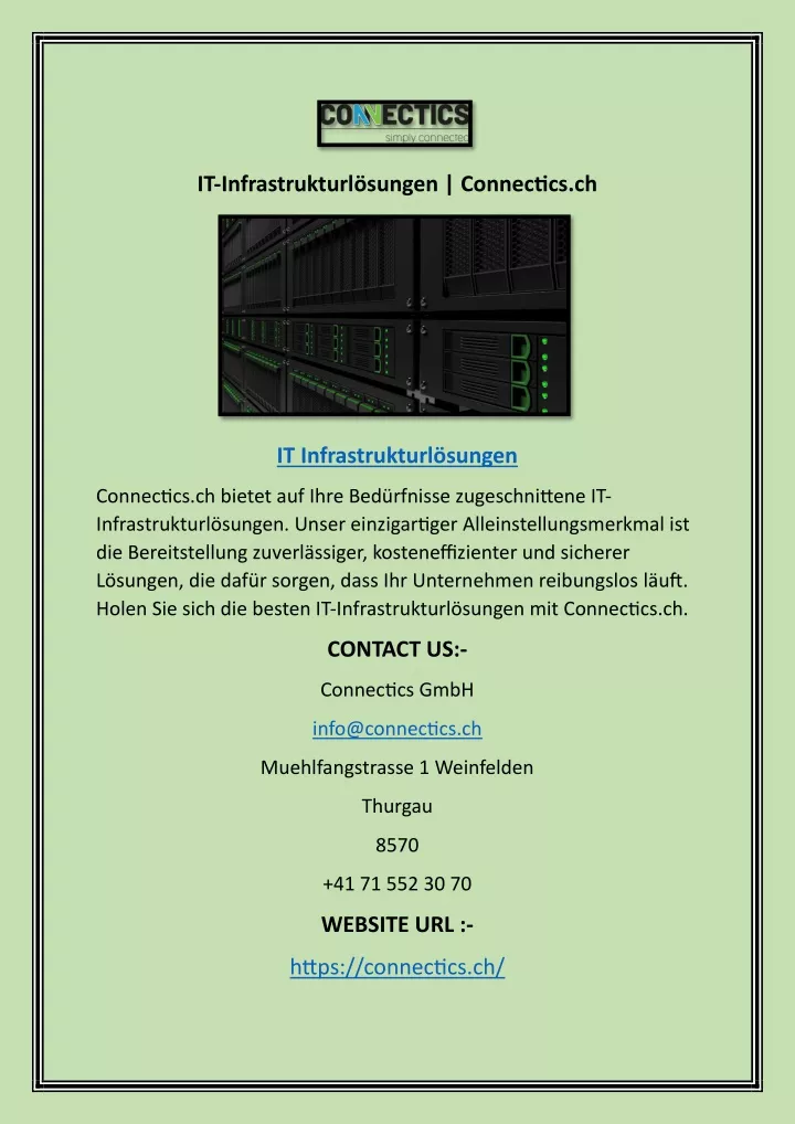 it infrastrukturl sungen connectics ch