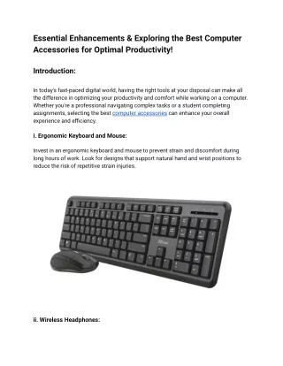 Essential Enhancements & Exploring the Best Computer Accessories for Optimal Productivity