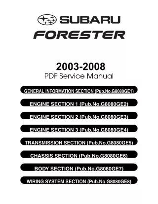 2006 Subaru Forester Service Repair Manual
