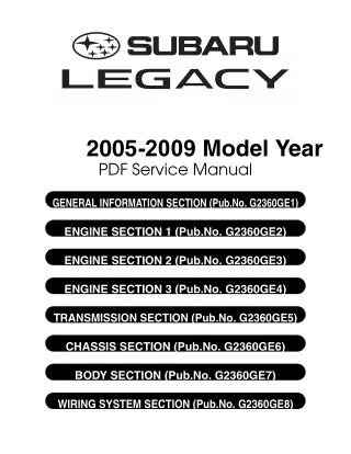 2006 Subaru Outback 3 Service Repair Manual