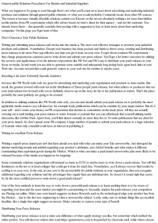 general public relations procedures for brands