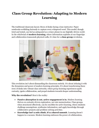 class group revolution adapting to modern learning