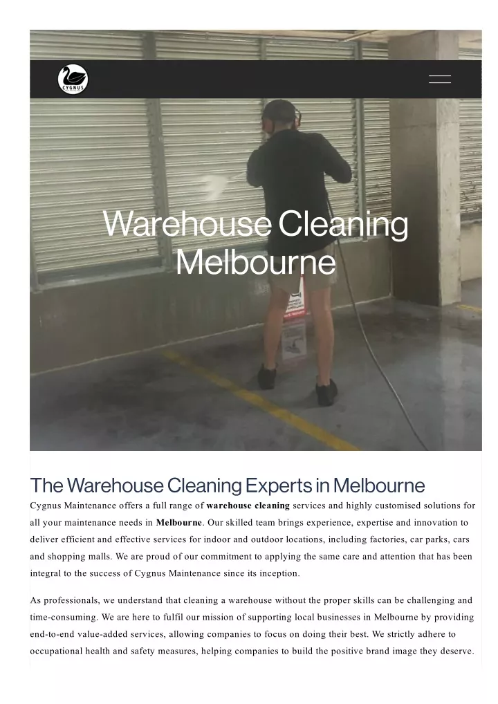 warehou e cleaning mel ourne