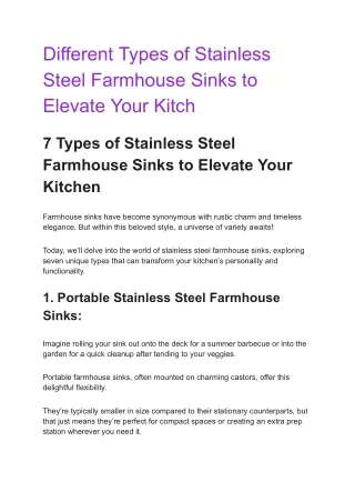 Different Types of Stainless Steel Farmhouse Sinks to Elevate Your Kitchen