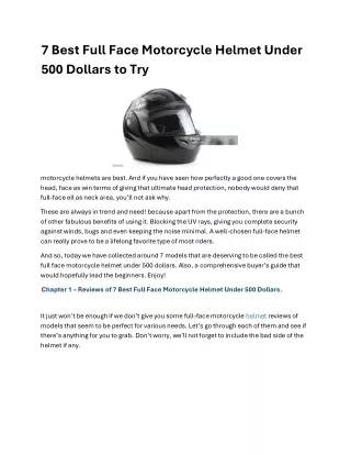 7 Best Full Face Motorcycle Helmet Under 500 Dollars to Try