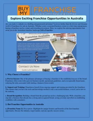 Explore Exciting Franchise Opportunities in Australia