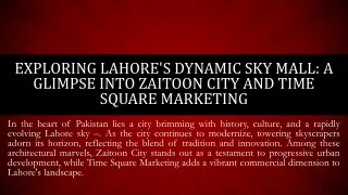 Exploring Lahore's Dynamic Sky Mall A Glimpse into Zaitoon City and Time Square Marketing