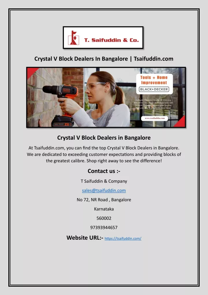 crystal v block dealers in bangalore tsaifuddin