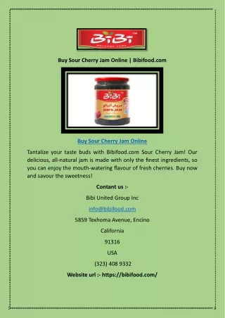 Buy Sour Cherry Jam Online | Bibifood.com