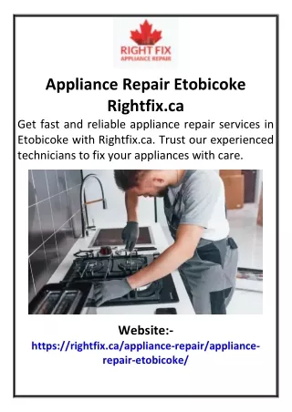 Appliance Repair Etobicoke Rightfix.ca