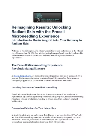 Reimagining Results: Unlocking Radiant Skin with the Procell Microneedling Exper