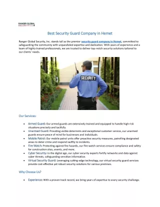Best Security Guard Company in Hemet