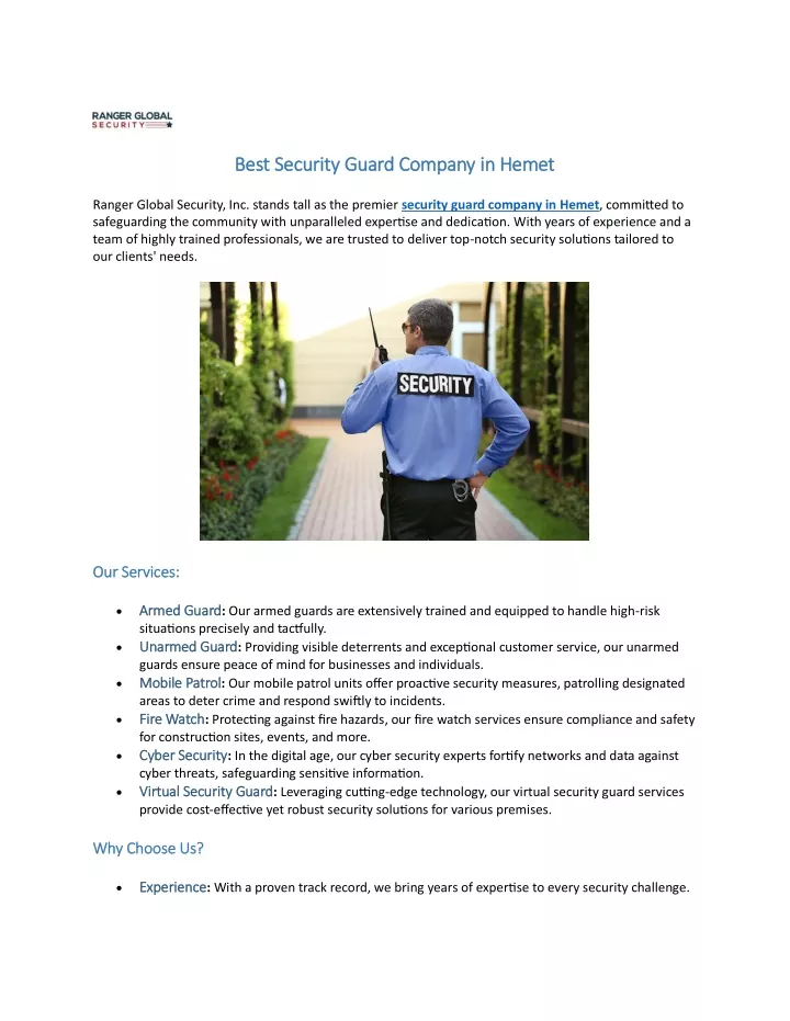 best security guard company in best security