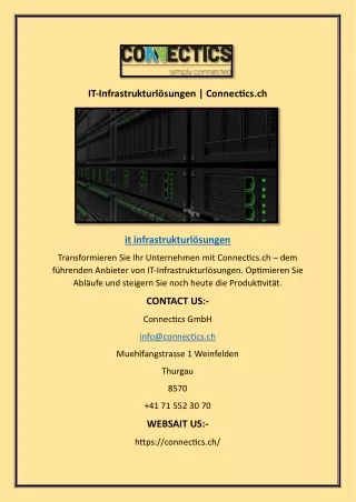 IT-Infrastrukturlösungen | Connectics.ch