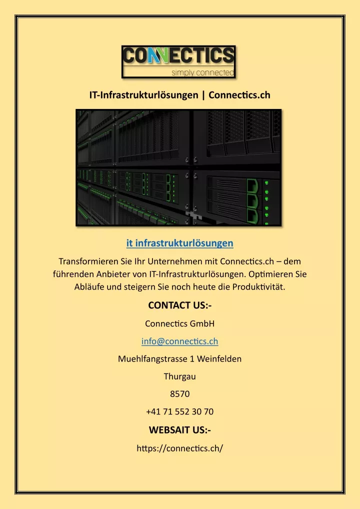 it infrastrukturl sungen connectics ch