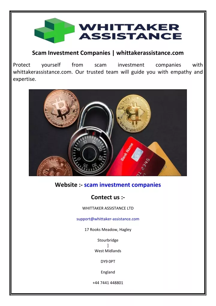 scam investment companies whittakerassistance com