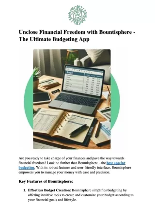 Unclose Financial Freedom with Bountisphere - The Ultimate Budgeting App