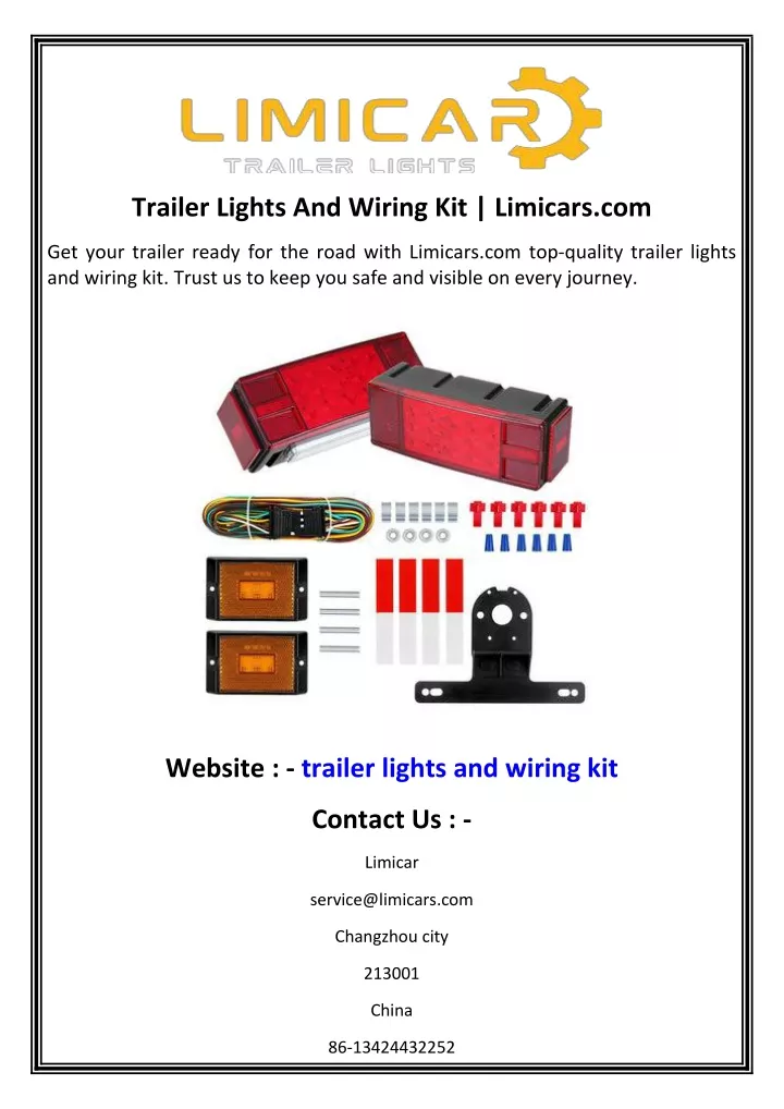 trailer lights and wiring kit limicars com