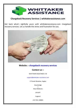 Chargeback Recovery Services  whittakerassistance.com