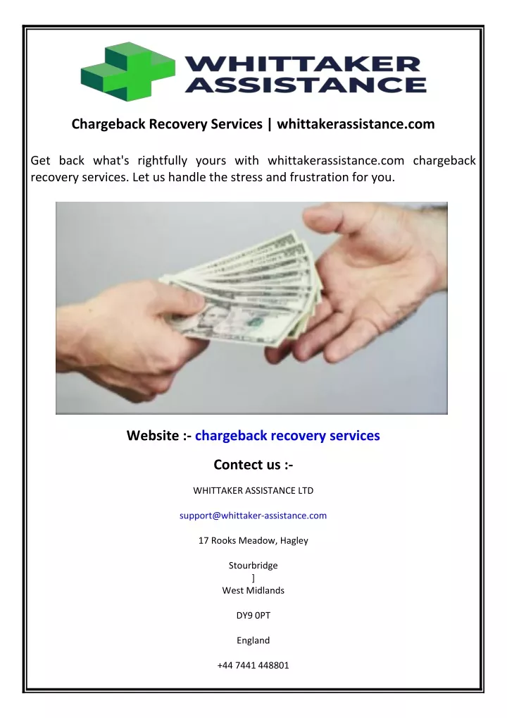 chargeback recovery services whittakerassistance