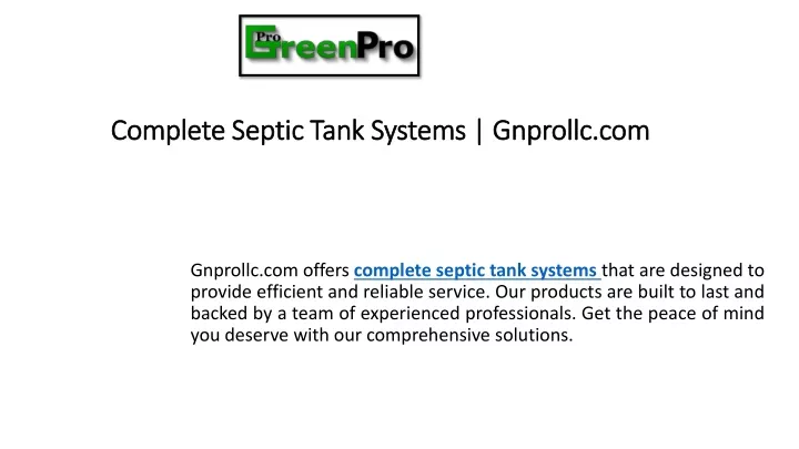 complete septic tank systems gnprollc com