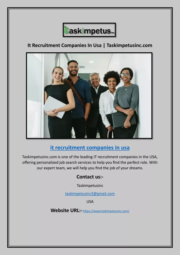 it recruitment companies in usa taskimpetusinc com
