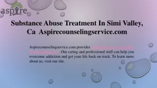 Substance Abuse Treatment In Simi Valley, Ca  Aspirecounselingservice.com