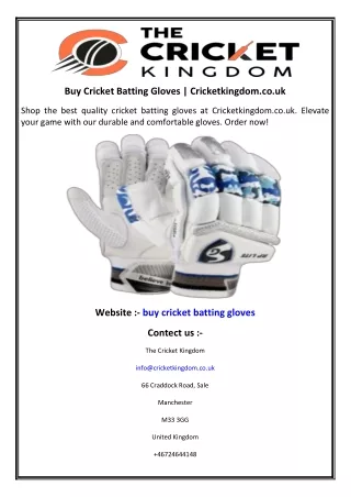 Buy Cricket Batting Gloves  Cricketkingdom.co.uk