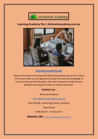 Learning Academy Pte | Alchemistacademy.com.au