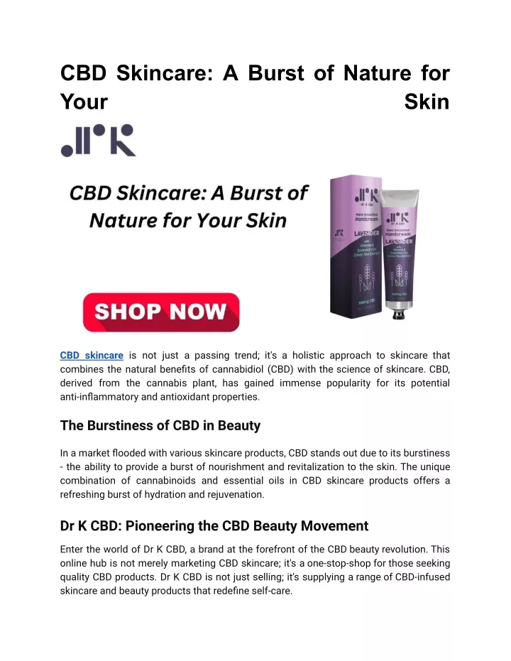 cbd skincare a burst of nature for your