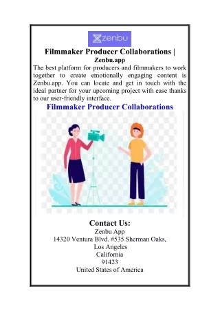 Filmmaker Producer Collaborations  Zenbu.app
