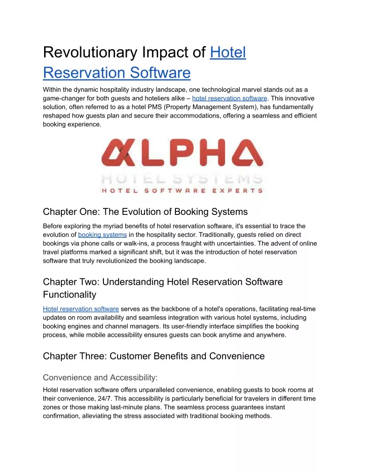 revolutionary impact of hotel reservation software