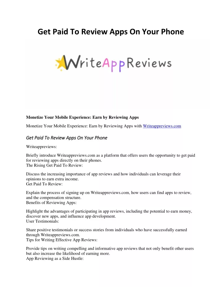 get paid to review apps on your phone