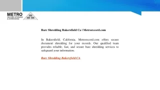Barc Shredding Bakersfield Ca  Metrorecord.com