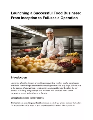 Launching a Successful Food Business From Inception to Full-scale Operation
