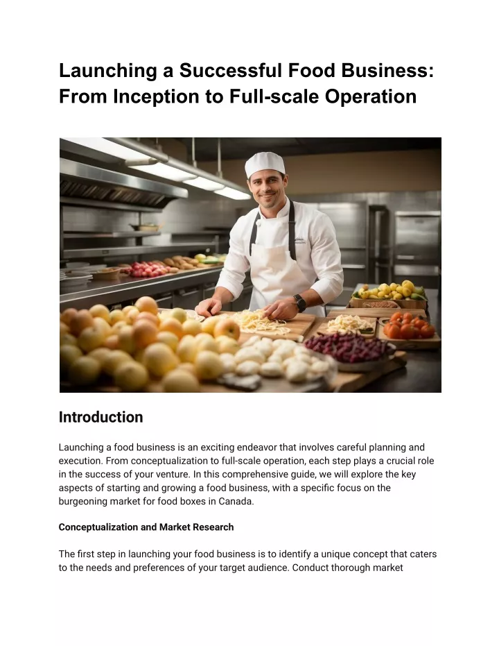 launching a successful food business from
