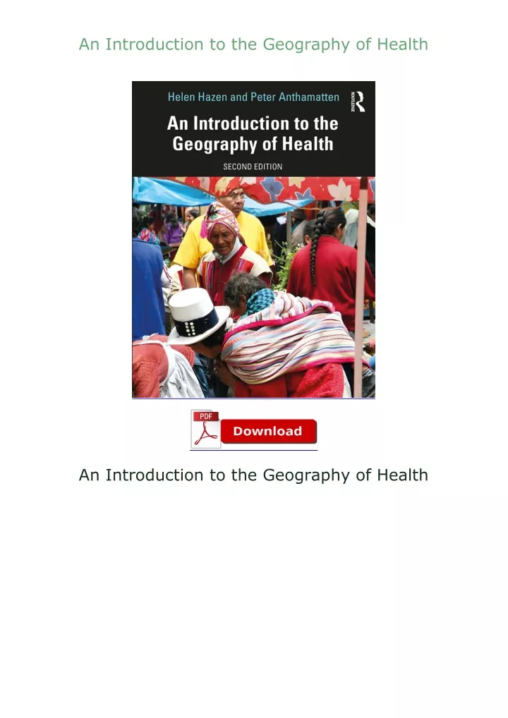 an introduction to the geography of health