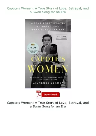 full✔download️⚡(pdf) Capote's Women: A True Story of Love, Betrayal, and a Swan Song for an Era