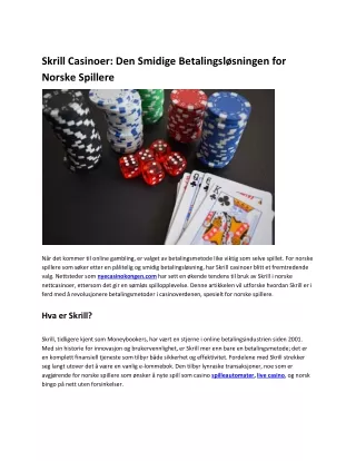 Skrill Casinoer  Den Smidige Betalingsløsningen for Norske Spillere