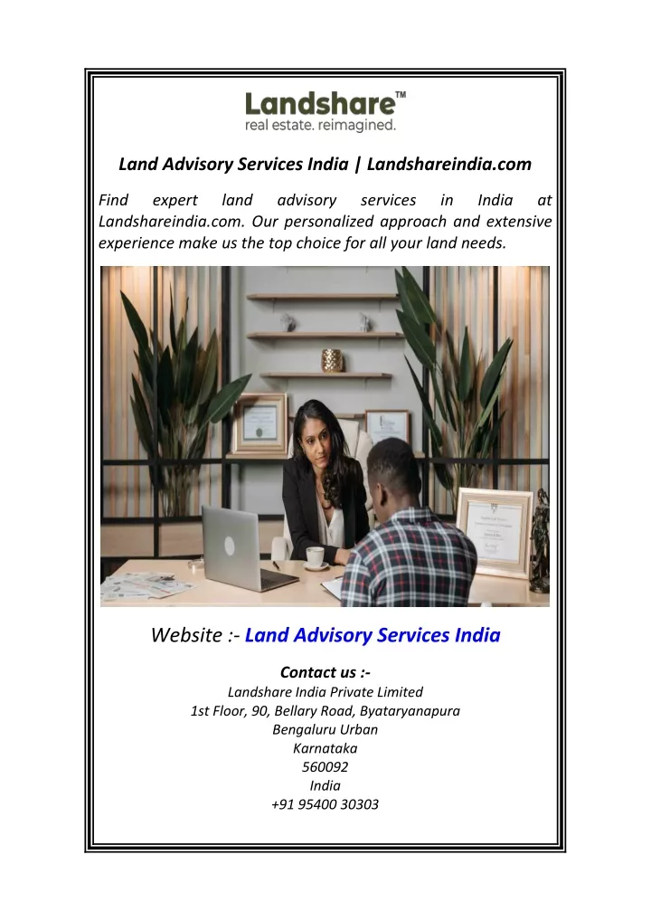 land advisory services india landshareindia com