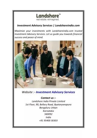 Investment Advisory Services  Landshareindia.com