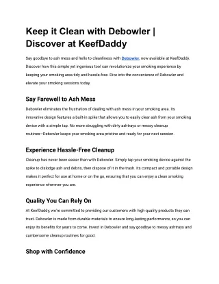 Keep it Clean with Debowler | Discover at KeefDaddy