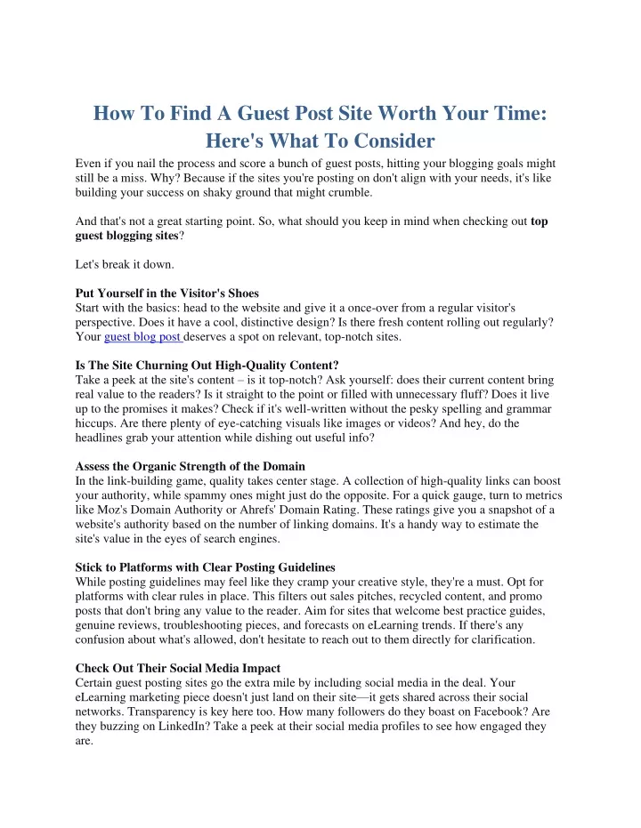 how to find a guest post site worth your time
