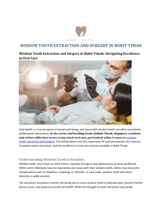 WISDOM TOOTH EXTRACTION AND SURGERY IN BUKIT TIMAH