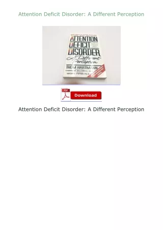 free read (✔️pdf❤️) Attention Deficit Disorder: A Different Perception