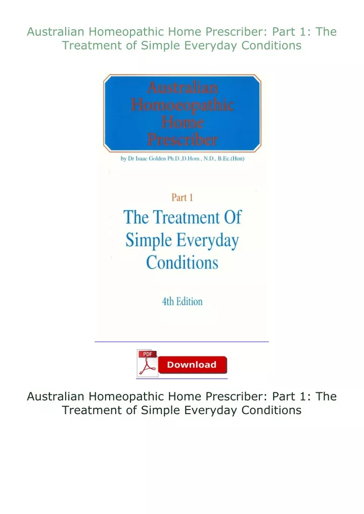 australian homeopathic home prescriber part