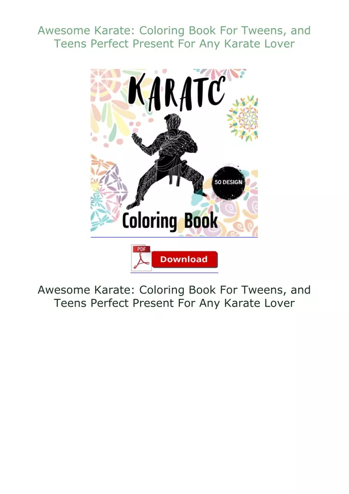 awesome karate coloring book for tweens and teens