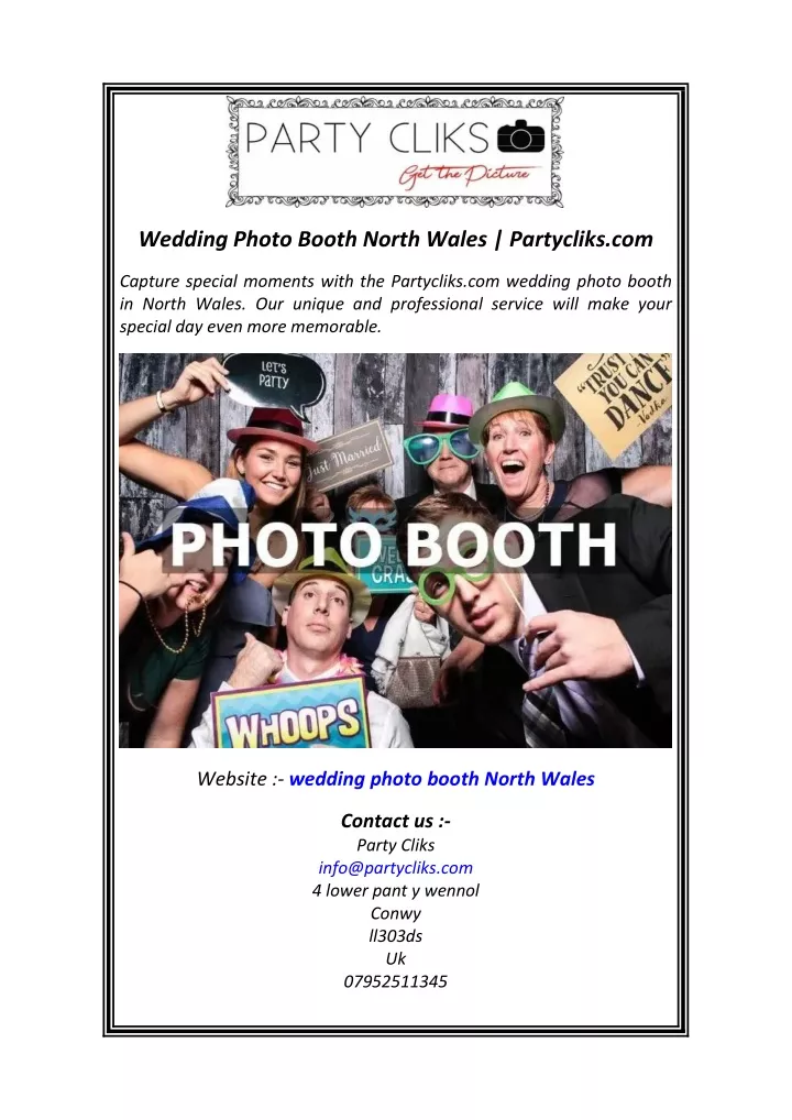 wedding photo booth north wales partycliks com