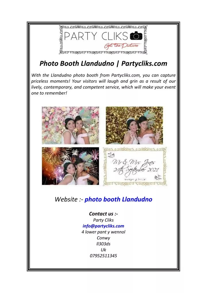 photo booth llandudno partycliks com