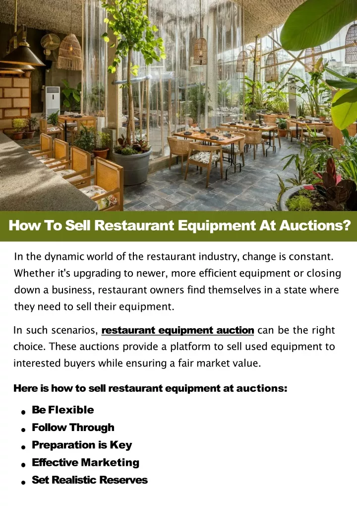 how to sell restaurant equipment at auctions